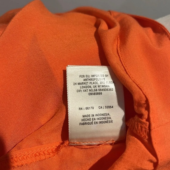 Anthropologie Maeve Tangerine Orange Short Sleeve Button Down Size Small S - Picture 7 of 10
